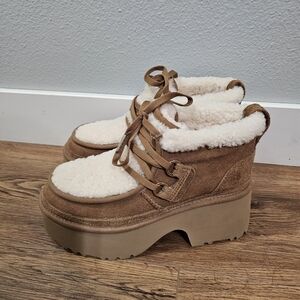 UGG CLASSIC NEW HEIGHTS LACE UP CHESTNUT SUEDE WOMEN'S BOOTS SIZE US 8/UK 6 NEW